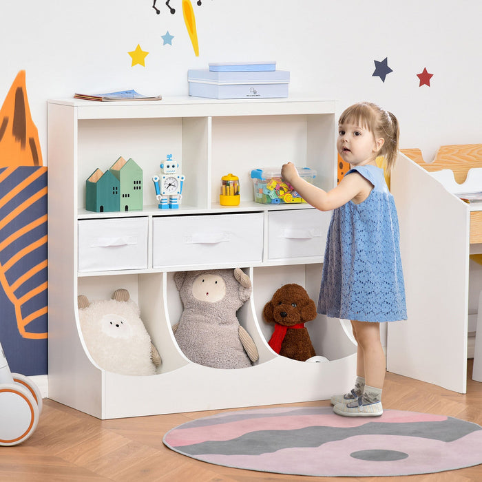 Homcom Kids Bookcase Toddler Toy Storage Organizer, Kid’s Bin Storage Unit Children Display Shelf Wa