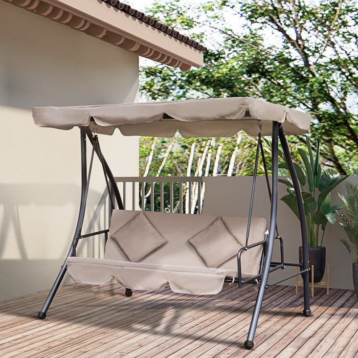 Outsunny Patio Swing Chair, 3 Person Convertible Hammock, Outdoor Lounge Bed, Cushioned With Tilt Ca