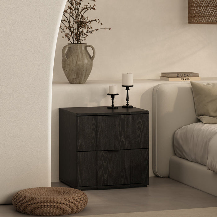 Clive Mid-Century Modern 22\" Nightstand in Black (2-Drawer) 
