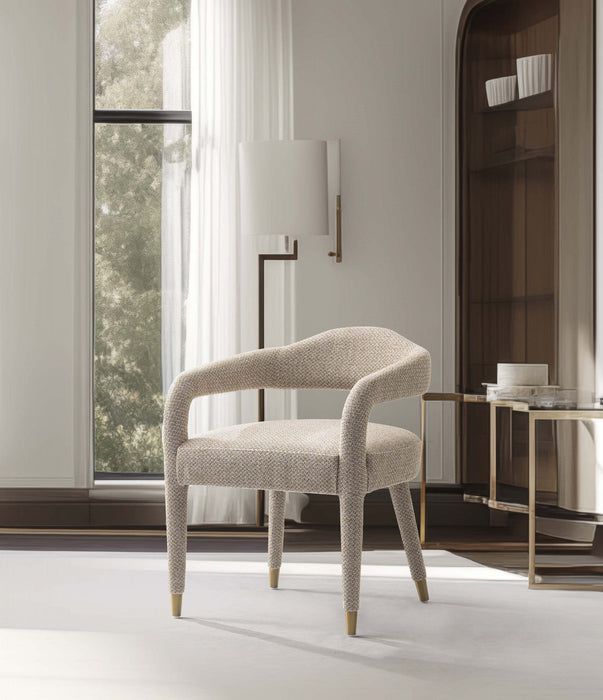 Aspen Mid-Century Modern Upholstered Tweed Armchair in Gold Dust 