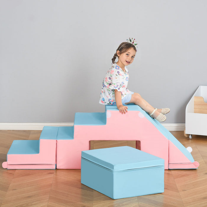 Qaba Kids Crawl And Climb Foam Play Set Toddler Nugget 2-piece Interactive Set For Climbing, Crawlin