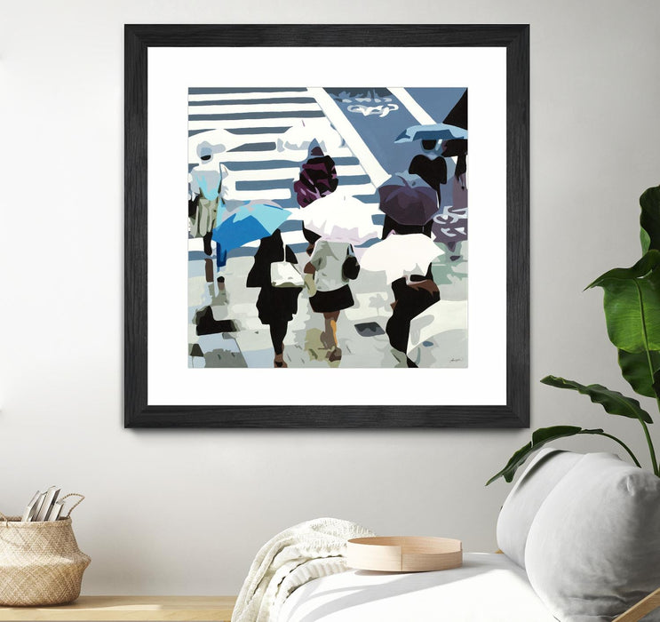 \"April Showers\" Matted and Framed Black 30x30 Wall Art