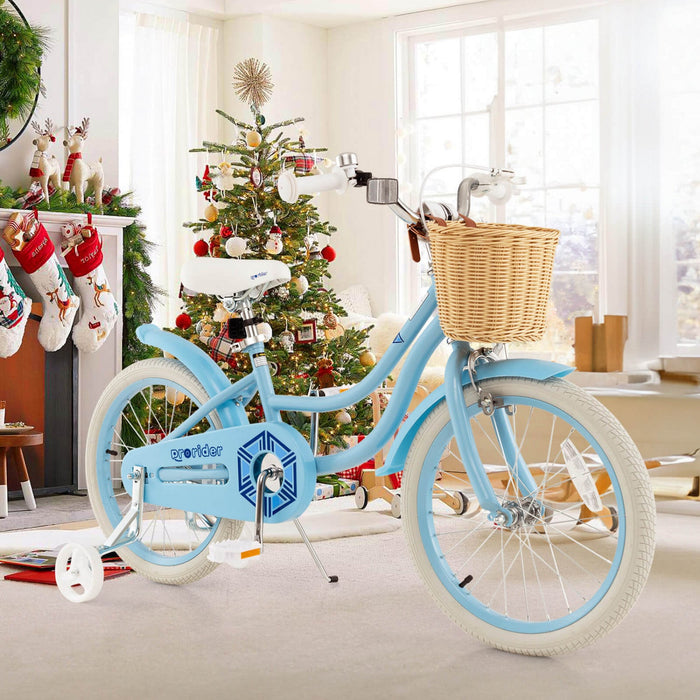 Costway 18" Kid's Bike With Training Wheels Adjustable Handlebar Seat Handbrake Blue