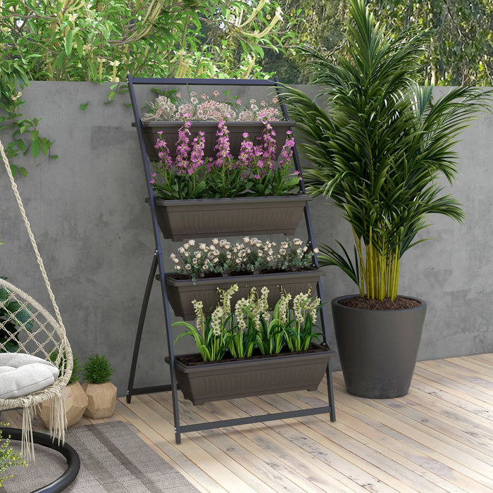 Outsunny 4-tier Vertical Raised Garden Bed With 4 Planter Boxes, Outdoor Plant Stand Grow Container 