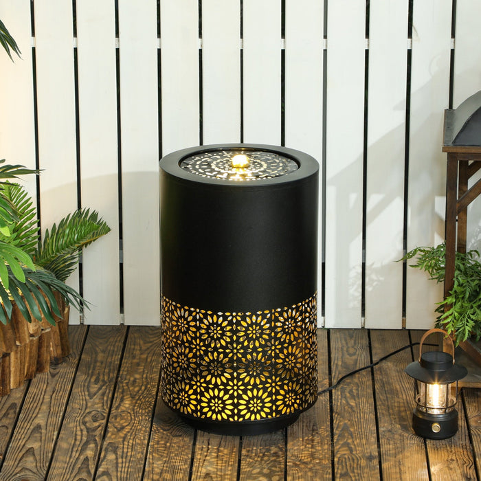 Outsunny Outdoor Water Fountain With Led Lights Garden Waterfall Fountain