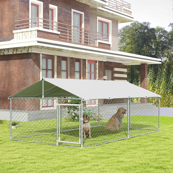 Pawhut Outdoor Dog Kennel Dog Run With Waterproof, Uv Resistant Cover For Medium And Large Sized Dog
