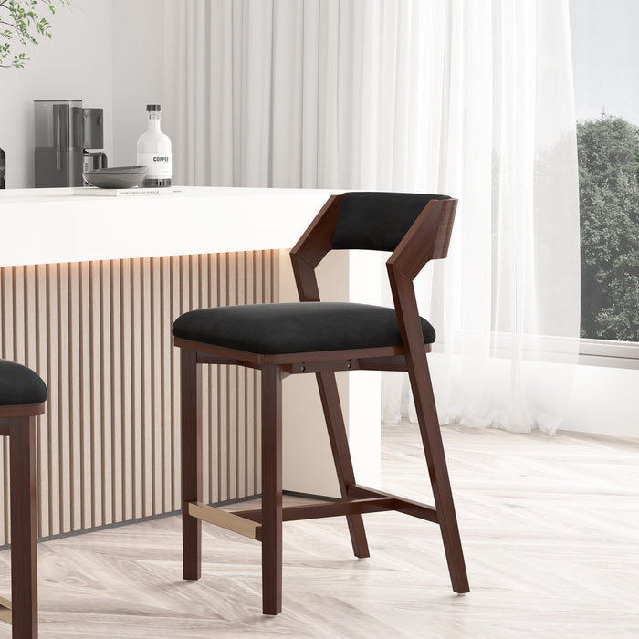 Patricia Modern Wood Upholstered Counter Stool in Black Armoire 