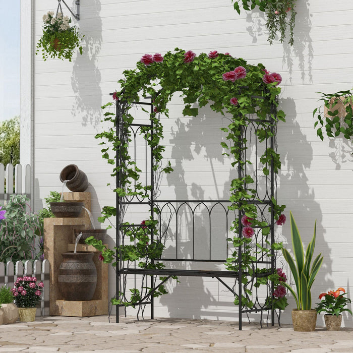 Outsunny 80" Tall Fairy Garden Arbor Arch With Bench