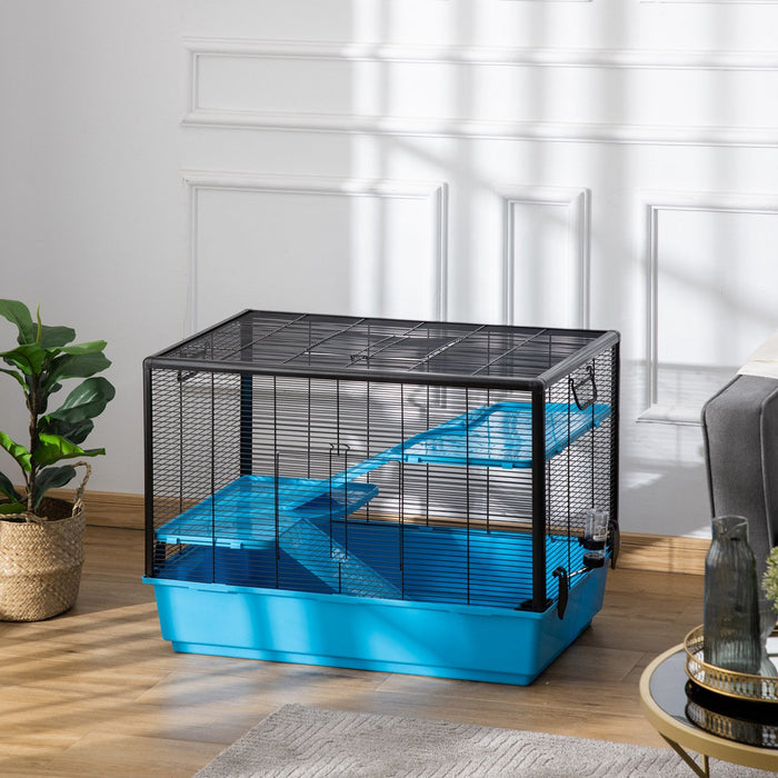 Pawhut 3-tier Hamster Cage, Guinea Pig Cage, Pet Chinchillas Play House Indoor With Accessories Food