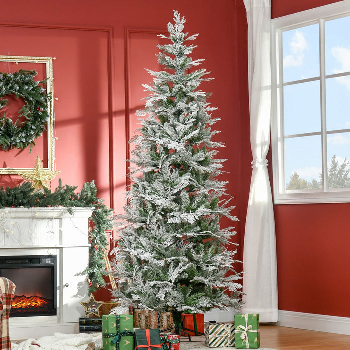 Homcom 7.5ft Snow Flocked Artificial Christmas Tree Cypress