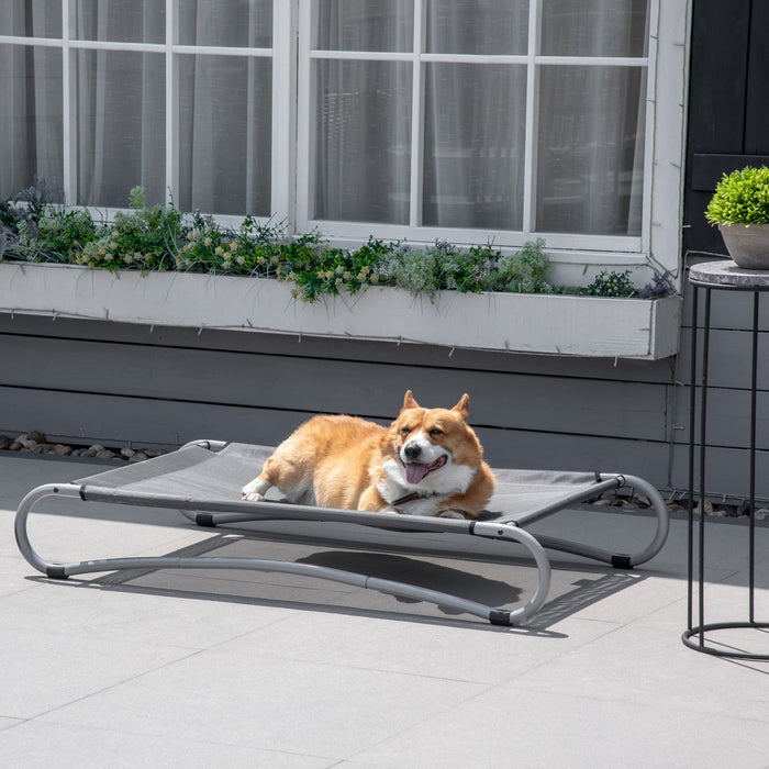 Pawhut Elevated Dog Bed, Pet Cot, Steel Frame And Breathable Mesh Surface, For Extra Large Dogs, Ind
