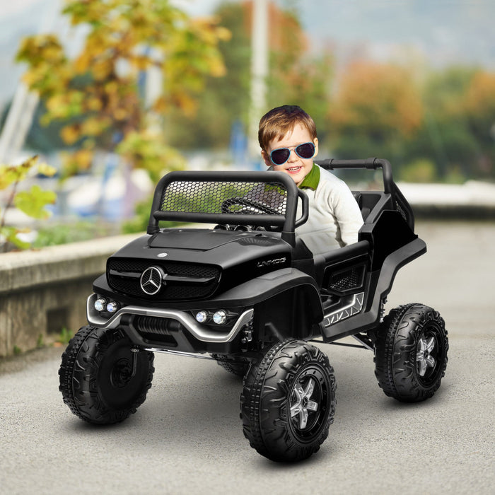 Aosom Licensed Mercedes-benz Unimog Ride On Truck, 12v Battery Powered Electric Vehicle With 2.4g Re