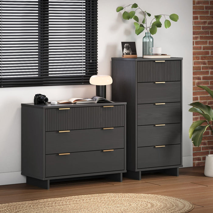 Granville Modern 2-Piece Dresser Set in Charcoal Gray 