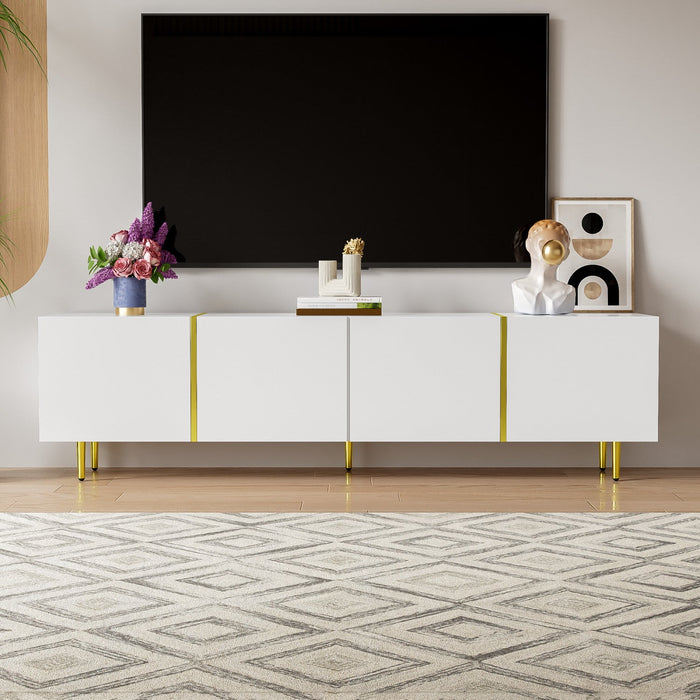 Frances Modern Tv Stand With 4 Doors,high-gloss White Tv Stand 