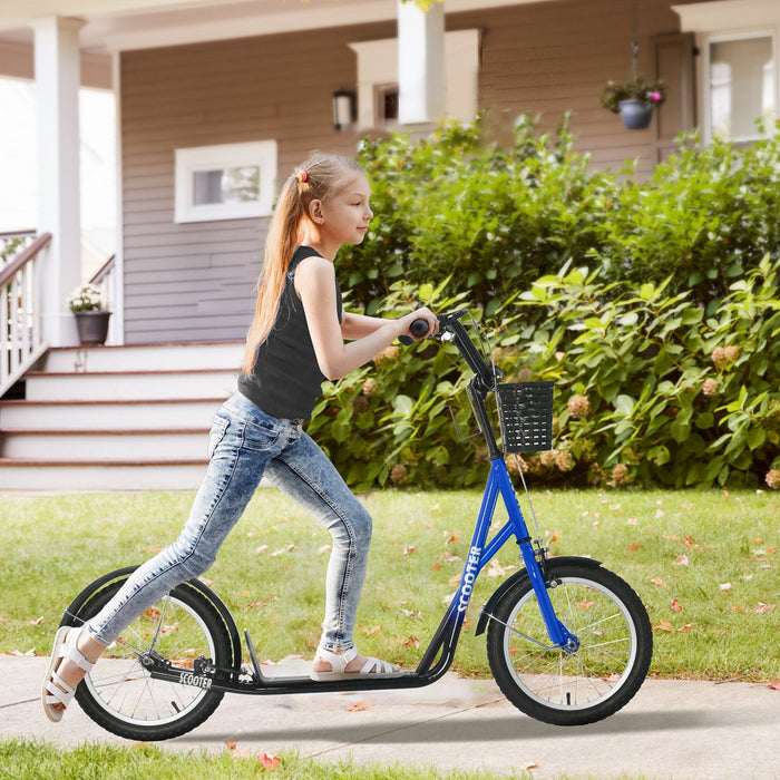 Aosom Scooter For Kids 5-12 Years Old, Teen Big Wheel Scooter With Adjustable Height, 16\" Inflatable