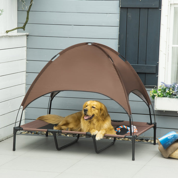 Pawhut Elevated Cooling Pet Bed Portable Raised Dog Cot With Canopy For Xl Sized Dogs, Indoor & Outd