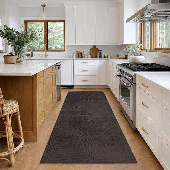 Elion Contemporary Charcoal Washable Rug 1'10\" x 6'0\" Indoor Area Rug 