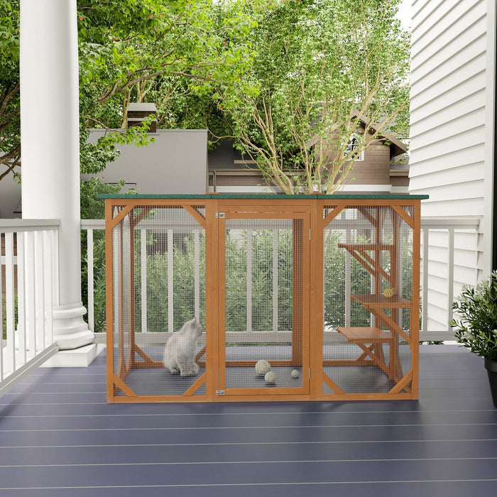 Pawhut Cat Cage Indoor Catio Outdoor Cat Enclosure Pet House Small Animal Hutch For Rabbit, Kitten, 