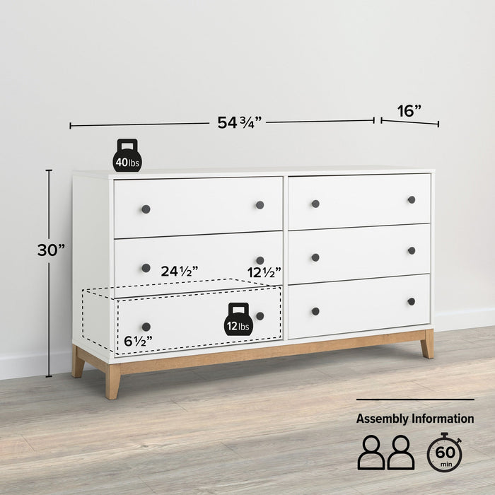 Prepac Nordik 6-Drawer Dresser - White Oak