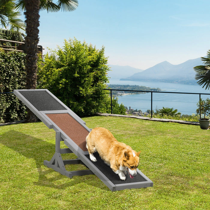 Pawhut Wood Pet Seesaw Platform Dog Agility Training Equipment Run Game Toy Weather Resistant Pet Supplies Grey