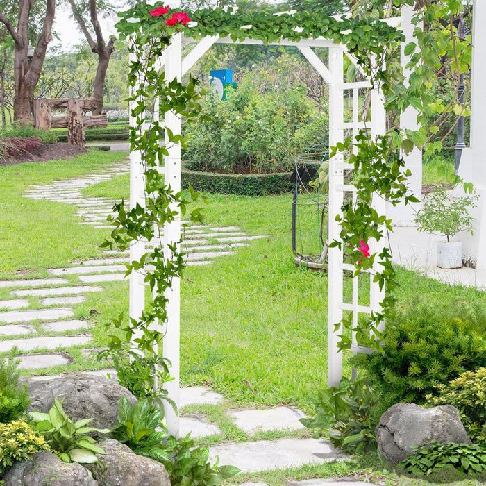 Outsunny 85\" Wooden Garden Arbour For Wedding And Ceremony, Outdoor Garden Arch Trellis For Climbing