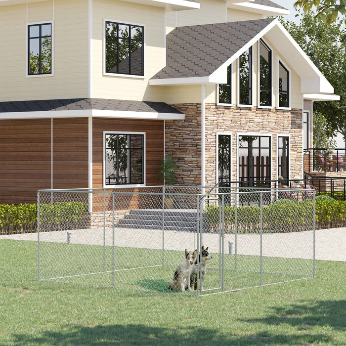 Pawhut 172 Sq. Ft. Dog Playpen Outdoor, Walk-in Dog Run Kennel Puppy Exercise Pen With Galvanized St