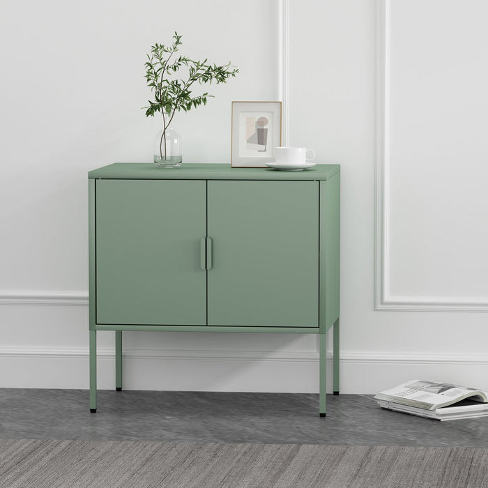 Ava Modern 24\" Metal Accent Cabinet in Sage Green 
