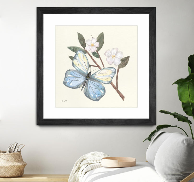 \"In The Garden Butterfly\" Matted and Framed Black 36x36 Wall Art