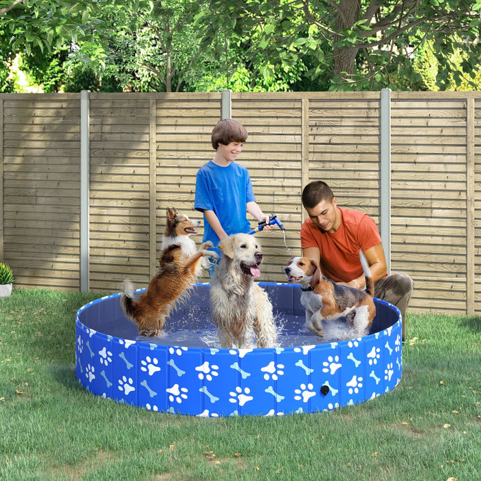 Pawhut Folding Dog Pool Portable Pet Kiddie Swimming Pool, Outdoor/indoor Puppy Bath Tub With Nonsli