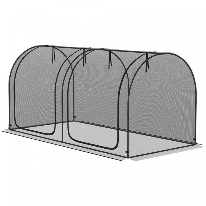 Outsunny 8 X 4ft Crop Cage With Two Zippered Doors And Ground Stakes Black