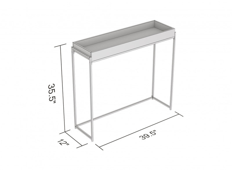 40” Modern Console Table With Sunkey Tray - Marble With Black Metal 