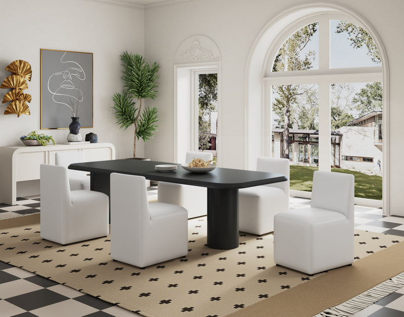 Anna Square Modern Vegan Leather Dining Chair in White - Set of 2 