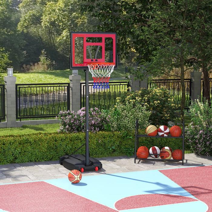 Qaba Basketball Hoop For Kids, Height Adjustable 6.6-8.5ft Basketball Net Indoor Outdoor, Portable B