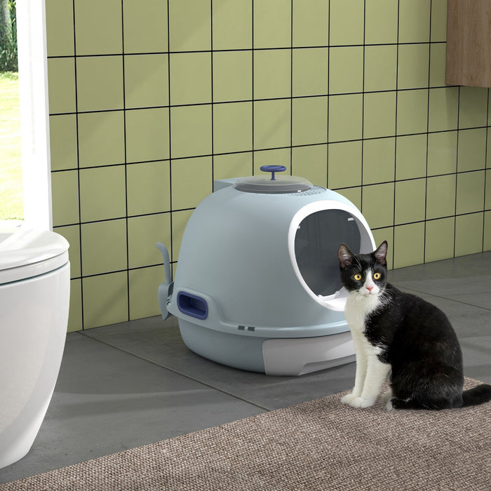 Pawhut Enclosed Cat Litter Box, Covered Litter Box With Lid And Scoop, Cat Box Enclosure With Pull-o