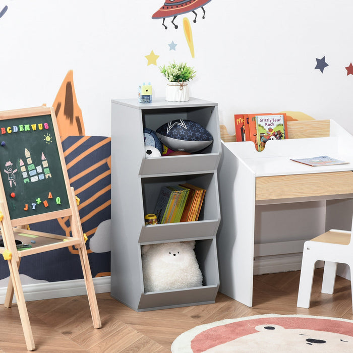 Homcom Kids Storage Cabinet 3 Shelves Anti-toppling Toy Storage Organizer Children Bookcase Book Rac