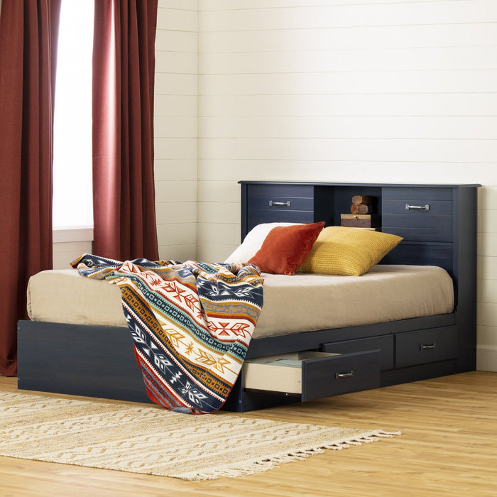 Ulysses Storage Bed And Bookcase Headboard Set Blueberry - South Shore Full Bed