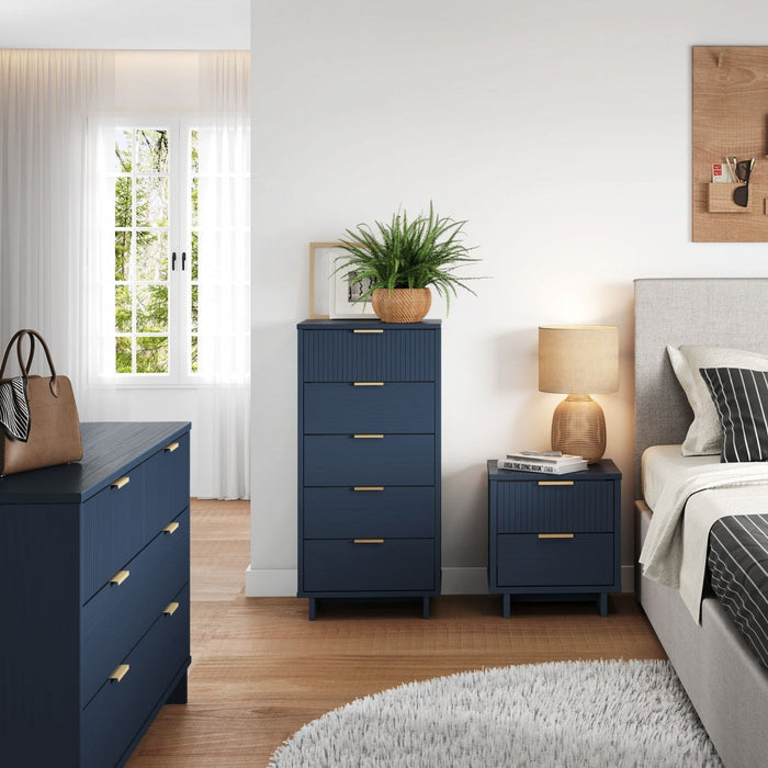 Granville Modern 3-Piece Dresser Set in Midnight Blue 