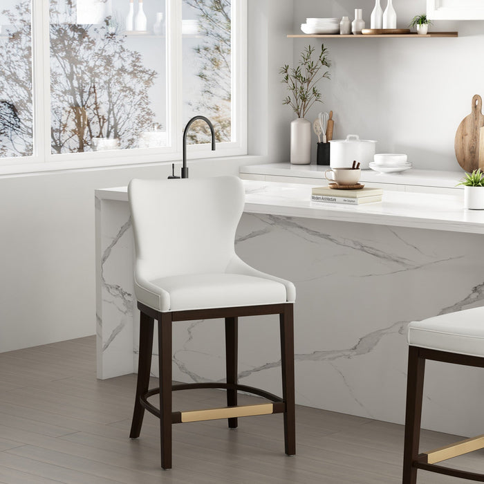 Blair Modern Wood Upholstered Counter Stool in White 