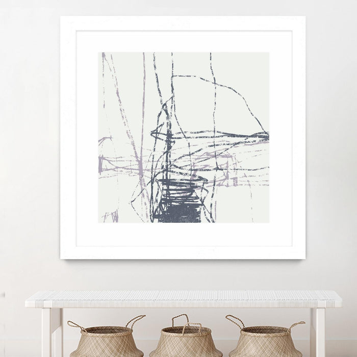 \"Chalk Doodles G\" Matted and Framed White 36x36 Wall Art
