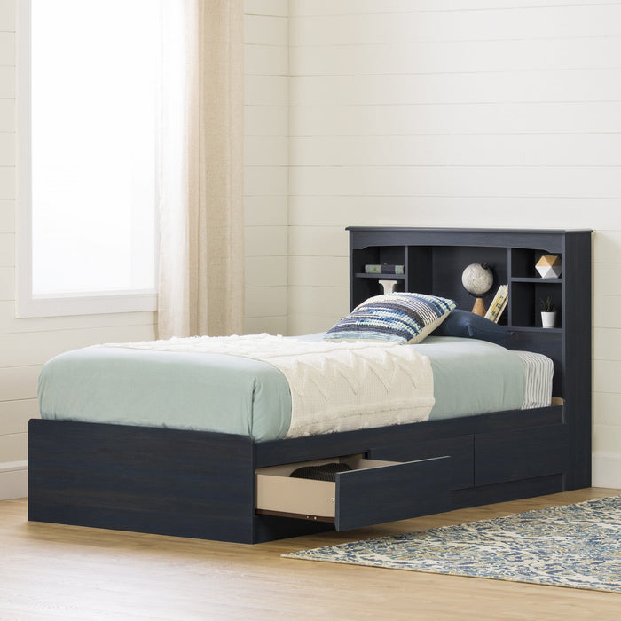 Aviron Mates Bed And Bookcase Headboard Set Blueberry - South Shore Twin Bed