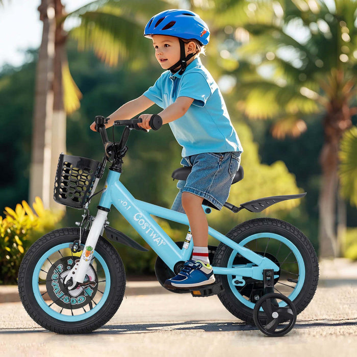 Costway 12" Kid's Bike For 3-4 With Height-adjustable Handlebar & Saddle Handbrake Blue