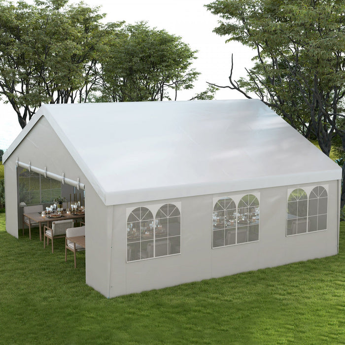 Outsunny 19.5' X 19' Party Tent, Uv Protective, With 2 Doors And 6 Windows