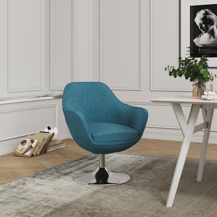 Caisson Modern Upholstered Swivel Lounge Chair in Teal - Set of 2 