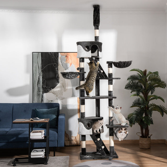 Pawhut Cat Tower For Large Cats Adult, Floor To Ceiling Cat Tree Adjustable Height 94\"-102\" Multi-le