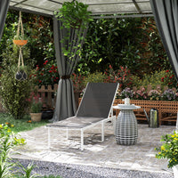 Outsunny Outdoor Lounge Chair, 5-level Adjustable Sun Tanning Chair, Grey