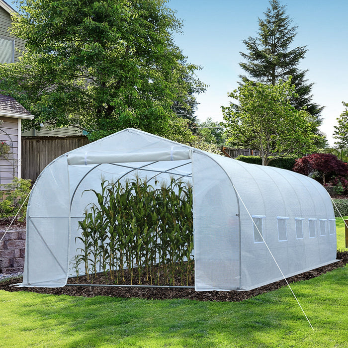 Outsunny 26'l X 10'w X 6.8' H Large Steeple Walk-in Greenhouse Outdoor Garden Plant Seed Tunnel Grow