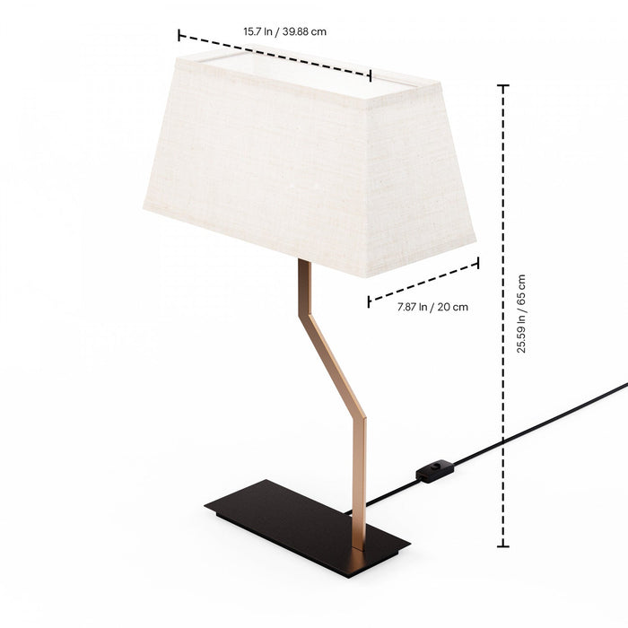 25\" Gold Angled Brass Table Lamp with Texxtured Shade 