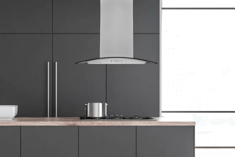Hauslane 30\" Glass Canopy Island Range Hood - IS-200SS-30
