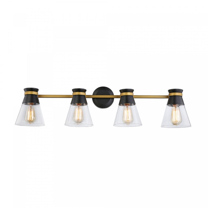 Kanata Black & Brushed Brass 4-Light Bathroom Vanity Light