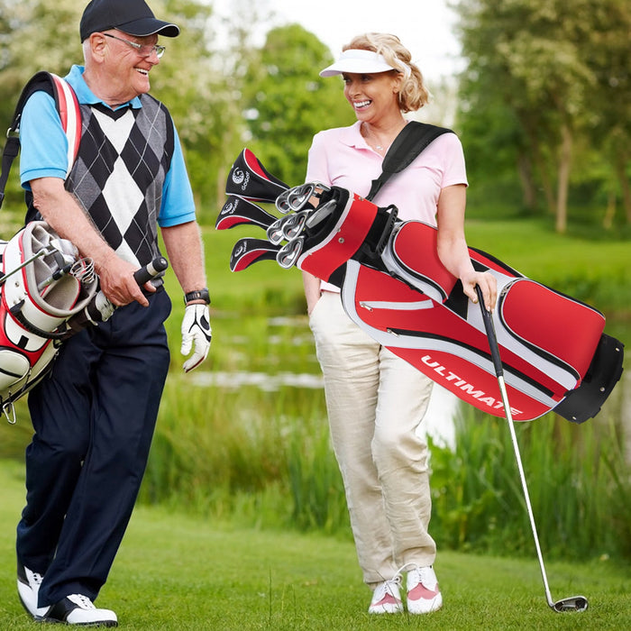 Ladies Womens Complete Golf Clubs Set 10 Pieces Includes Alloy Driver Red